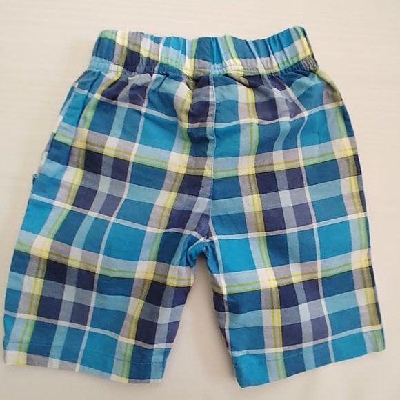 Pekkle Boys Blue Yellow Plaid Cotton Shorts 3T - Picture 3 of 4